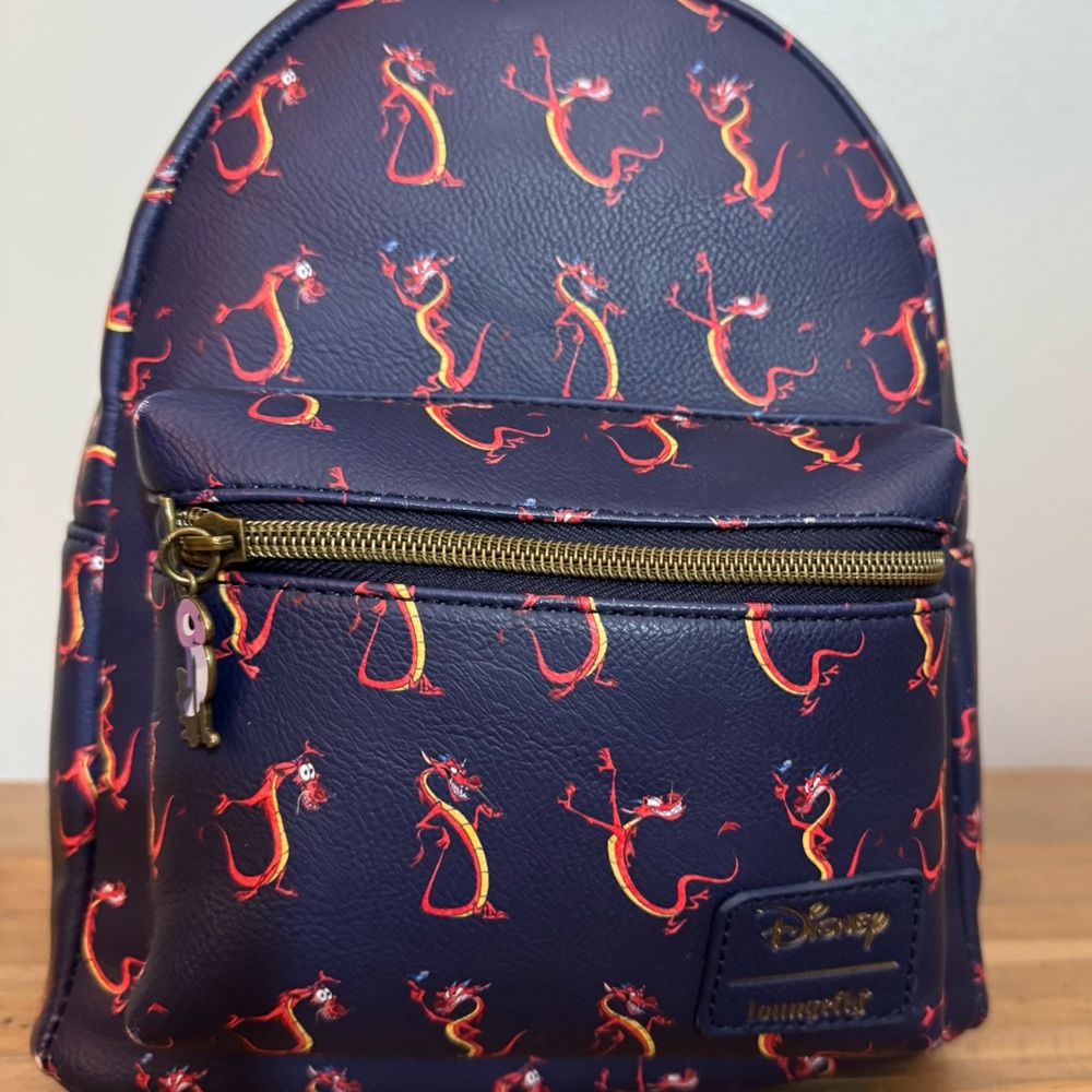 Disney Loungefly Mulan Mushu mini backpack with charm